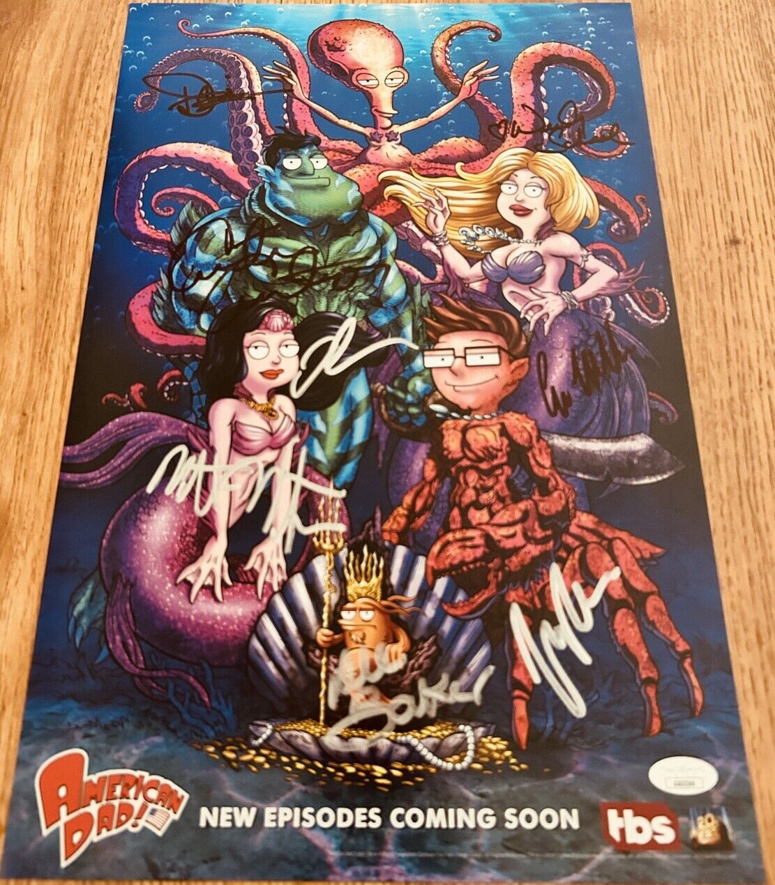 American Dad cast signed 2018 SDCC poster Curtis Armstrong Wendy Schaal +6 (JSA)