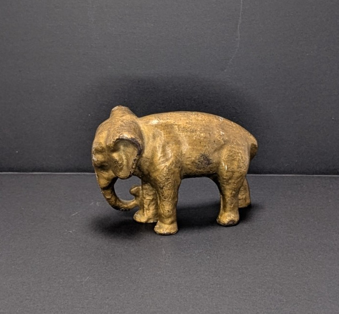 Antique Cast Iron Elephant with Gold Accents 2.75\ Antique Cast Iron Elephant with Gold Accents 2.75\