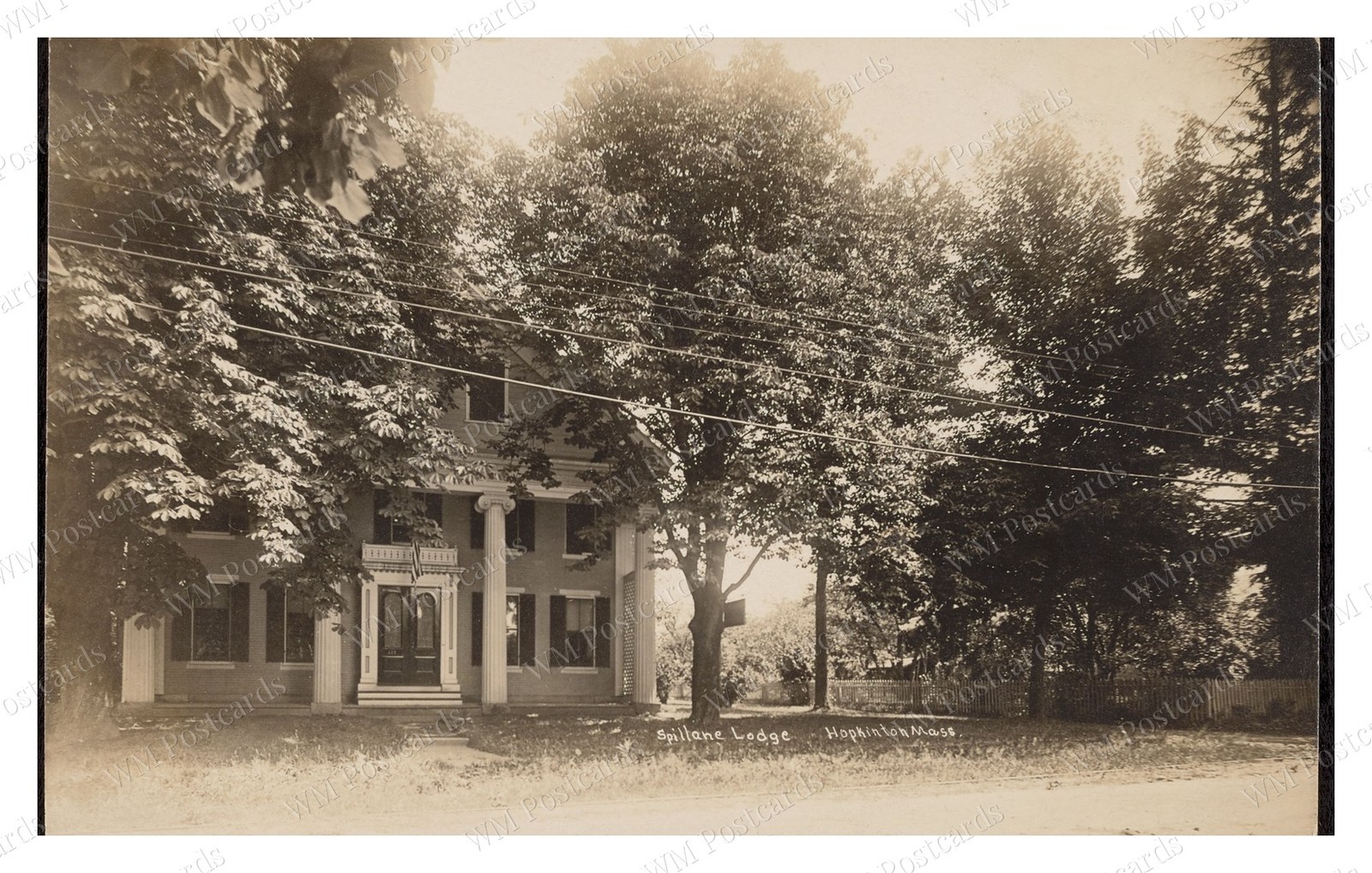 Hopkinton Massachusetts 1910 Spillane Lodge Columned House Standard Postcard Hopkinton Massachusetts 1910 Spillane Lodge Columned House Standard Postcard