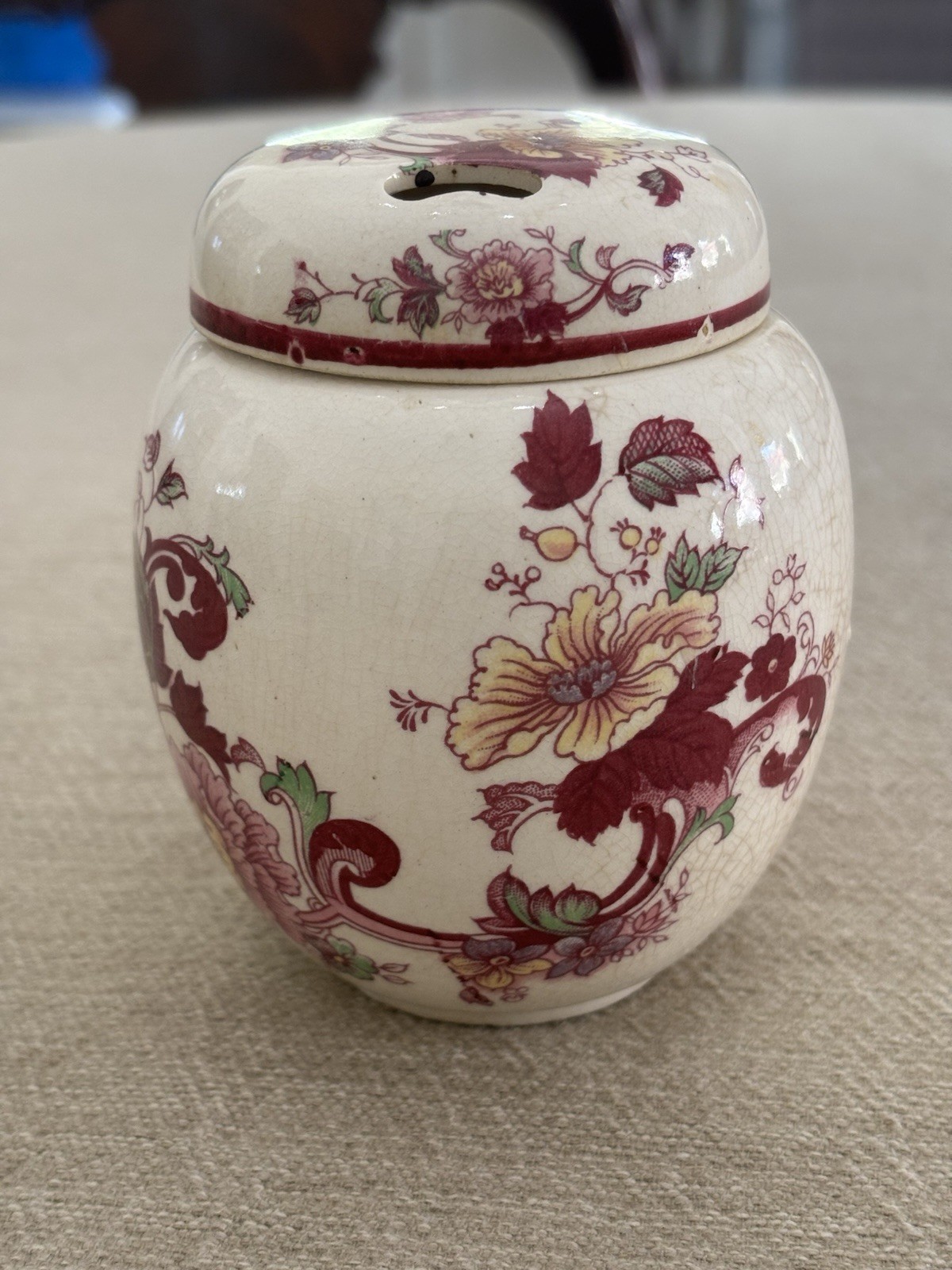 Vintage Lidded Floral Transferware Potpourri Ginger Jar By Richard Japan
