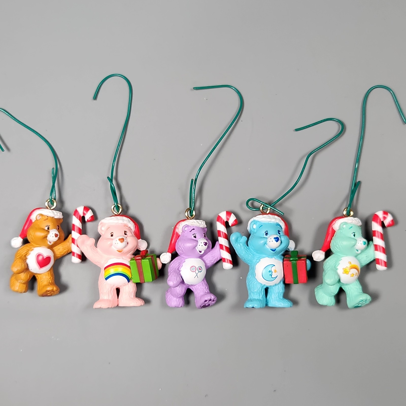 Care Bears Christmas Ornament Lot 5 Santa Hat Candy Cane 2007 Cheer Tenderheart