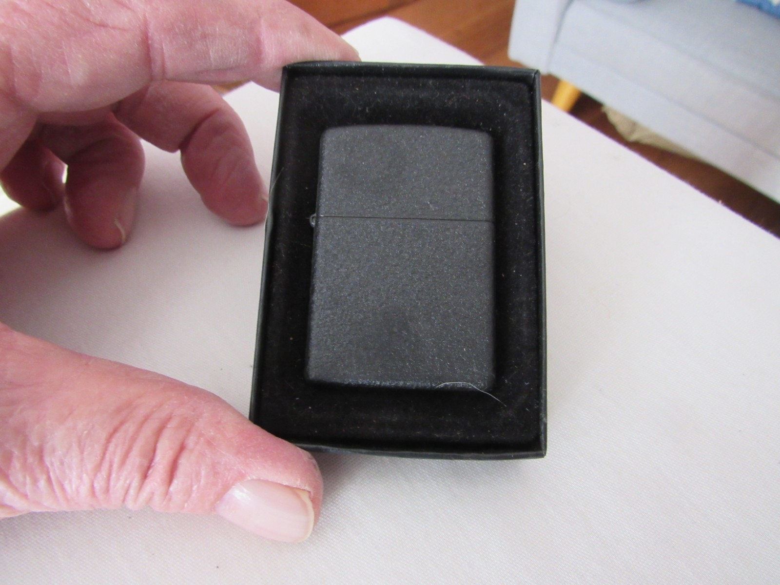 Vintage NOS Zippo Cigarette Lighter Black Crackle over Brass Dated J 06