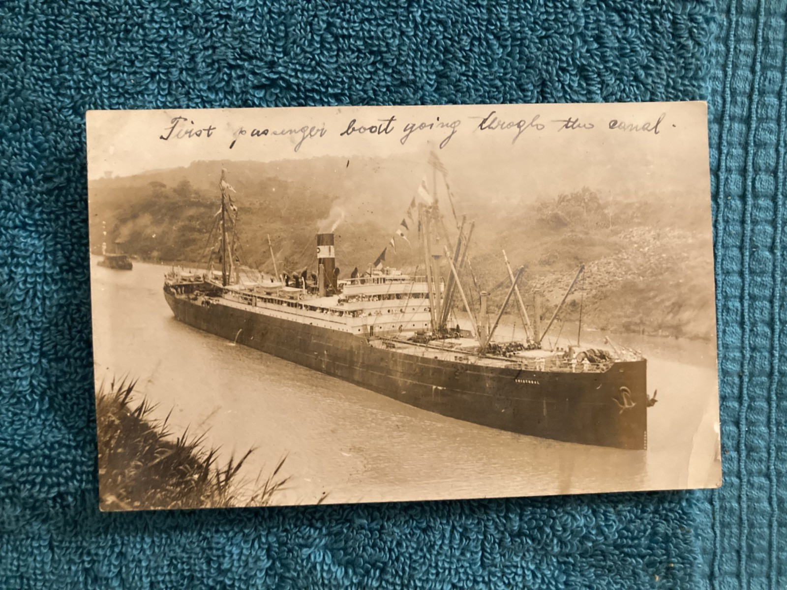 RPPC First Passenger Ship Cristobal Going Through The Panama Canal Posted c1910
