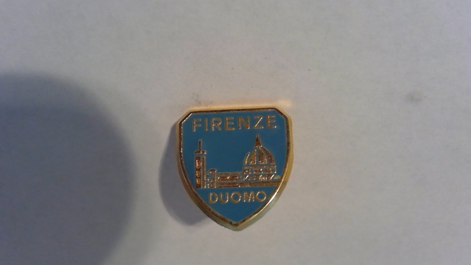 Firenze Duomo Cathedral Lapel Pin Florence Italy Souvenir Blue Enamel Shield