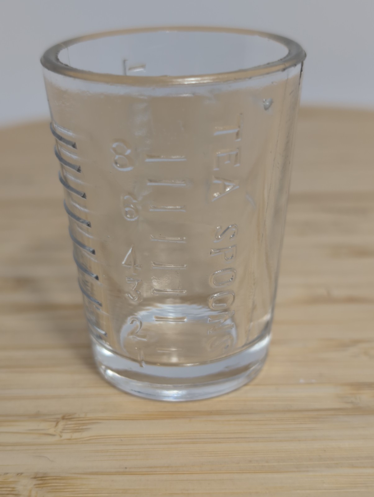Vintage Clear Glass Measuring Shot Glass Teaspoon Tablespoon Medicine Cup 2.25