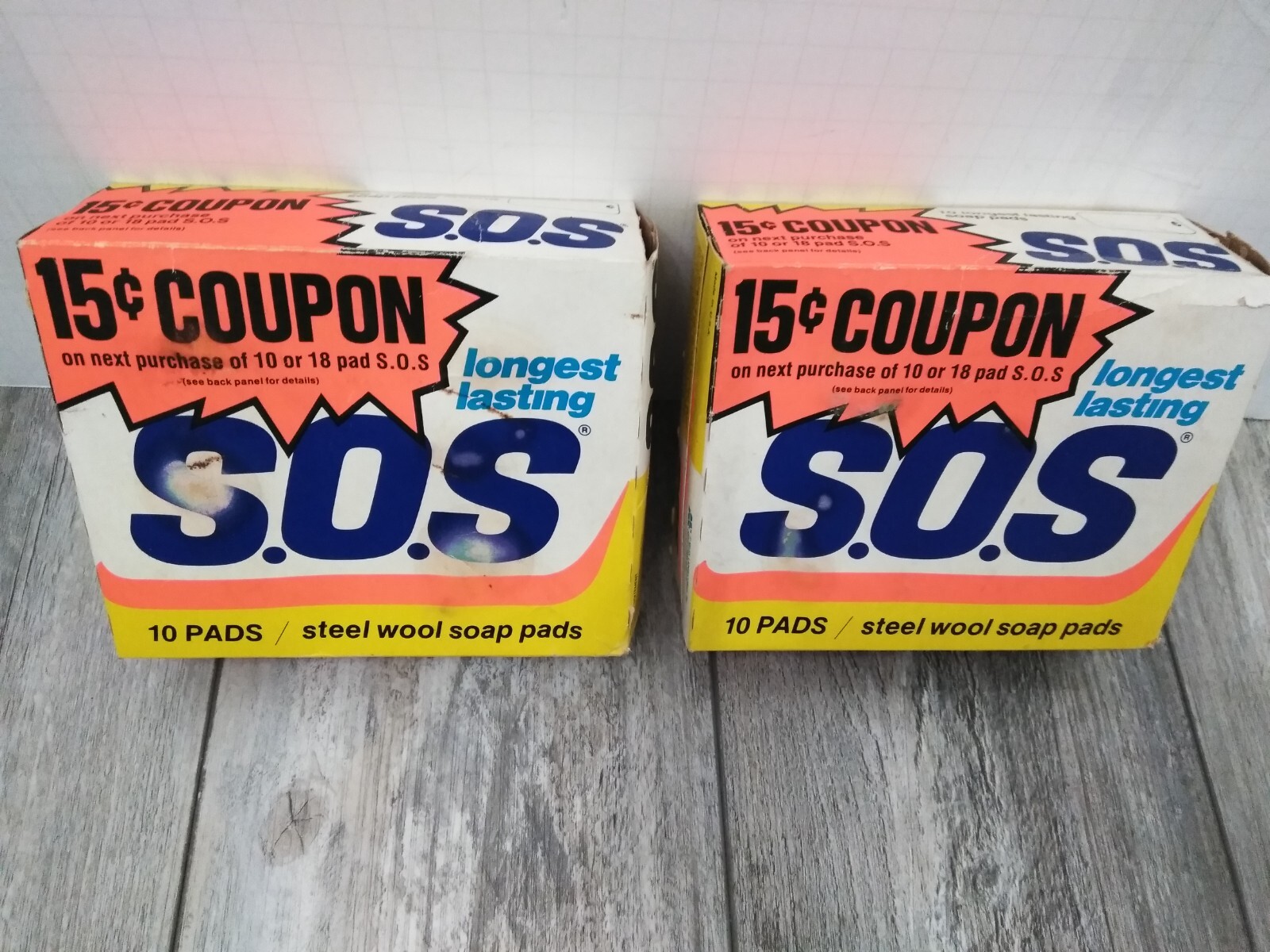 Vintage 1976 S.O.S. Steel Wool Soap Scour Pads In Box 10-Pads PROP Movie (2-PKS)
