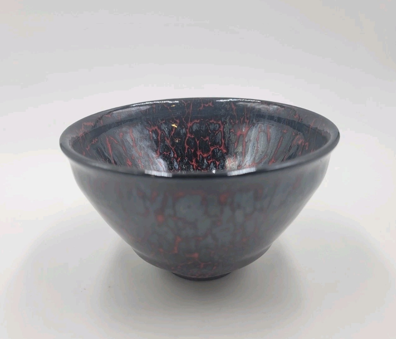 Tenmokus Handmade Tea Cup - Inferno Red Black Lava 