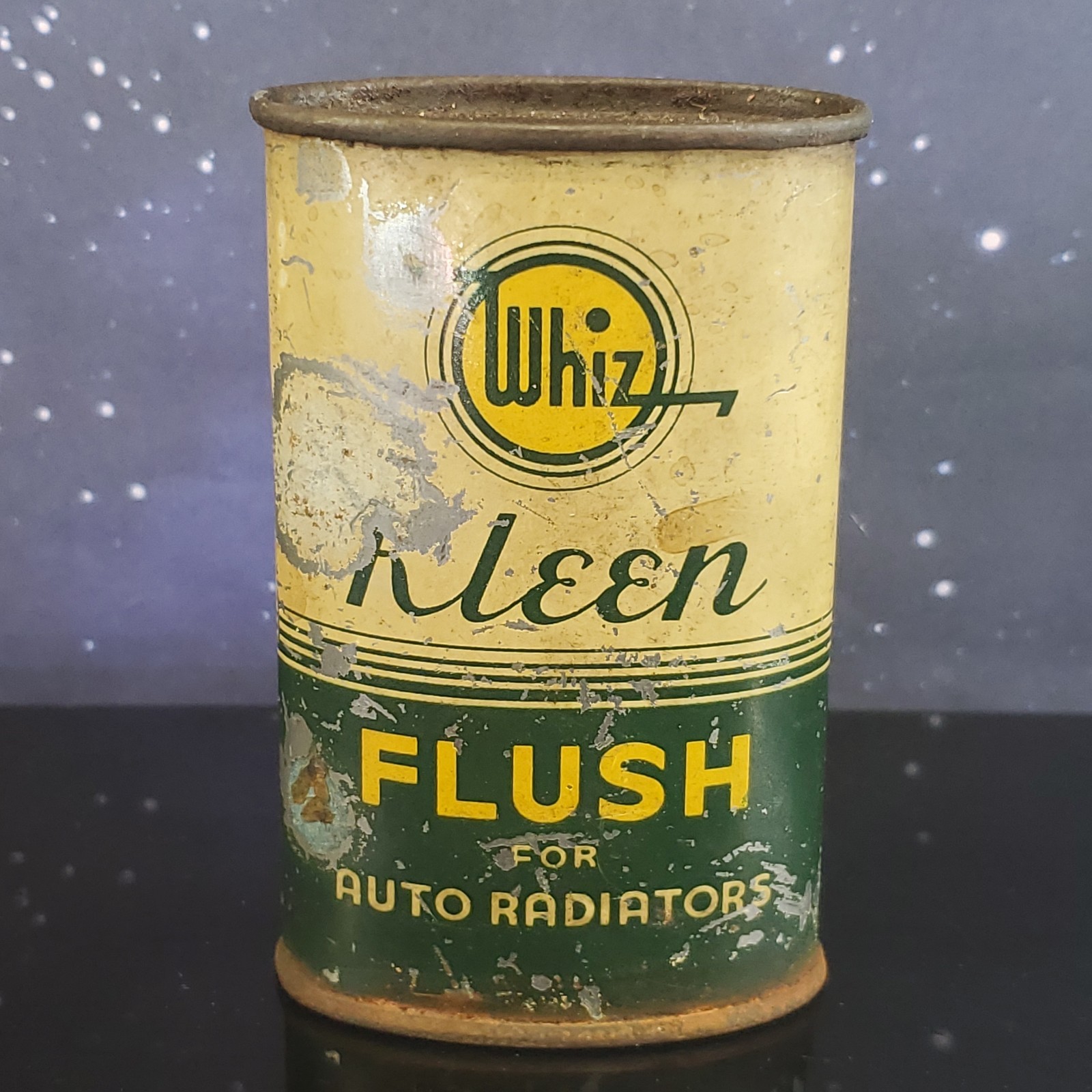 VTG 1940s Whiz Kleen Flush Auto Radiator Cleaner Tin Can FULL NOS