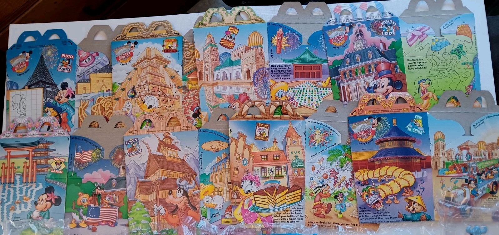 COMPLETE SET of 8, McD/Mickey In Epcot HM Boxes  - SUPER RARE, MINT CONDITION