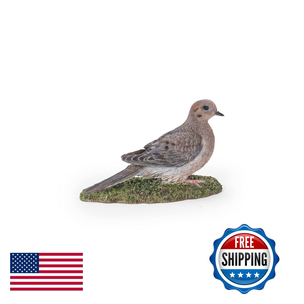 HI-LINE Mourning Dove Bird on Stump Statue - Multi Colors