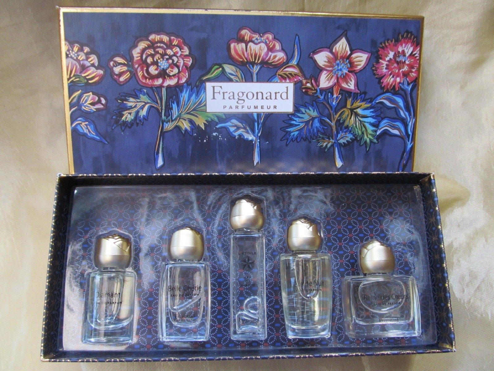Vintage Fragonard Miniature Perfume Set Diamant Belle Étoile Reine Des Coeurs