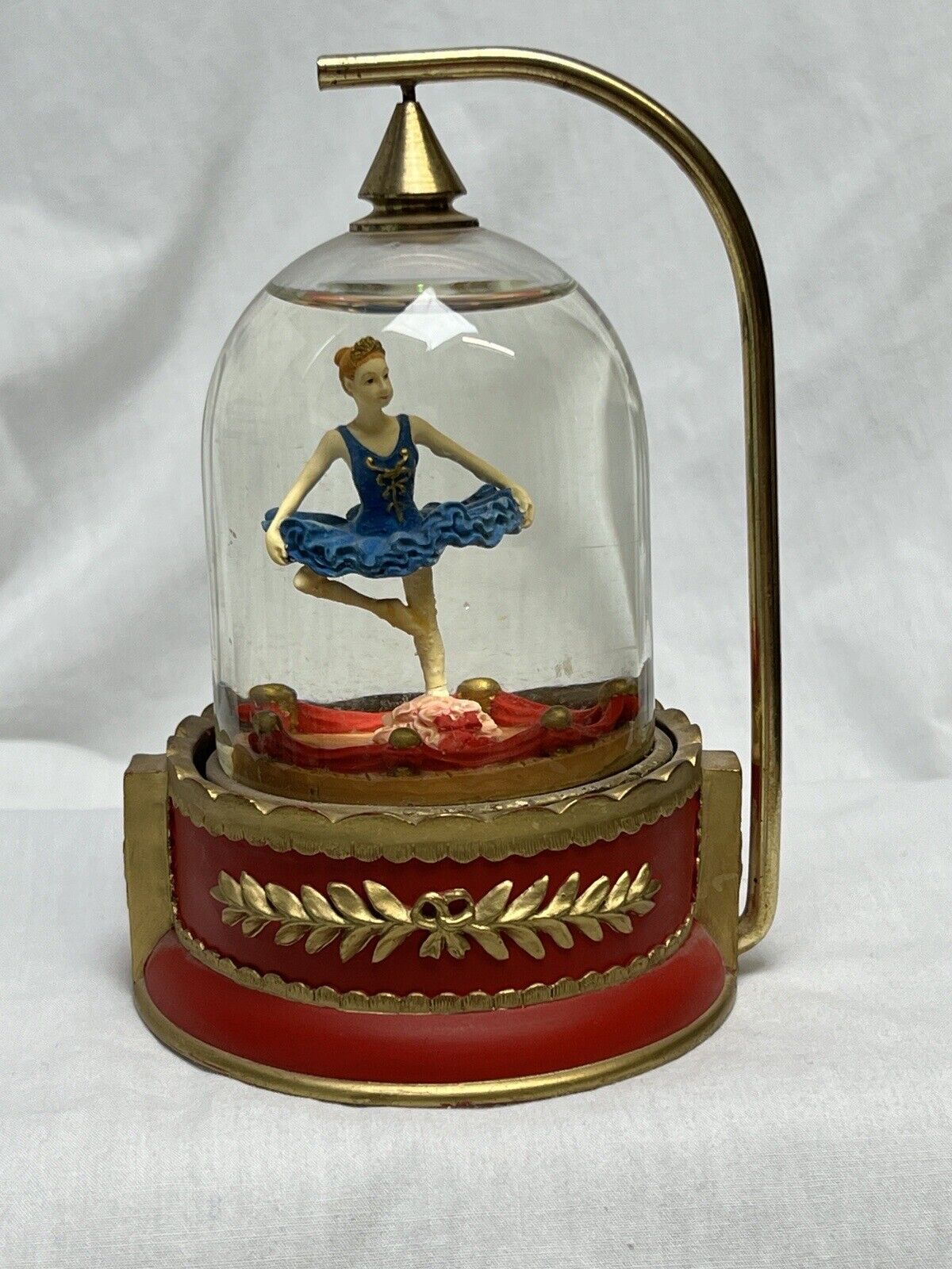 Vintage Brass Spinning Ballerina Glitter Snow Globe Rare Midwest Of Cannon Falls