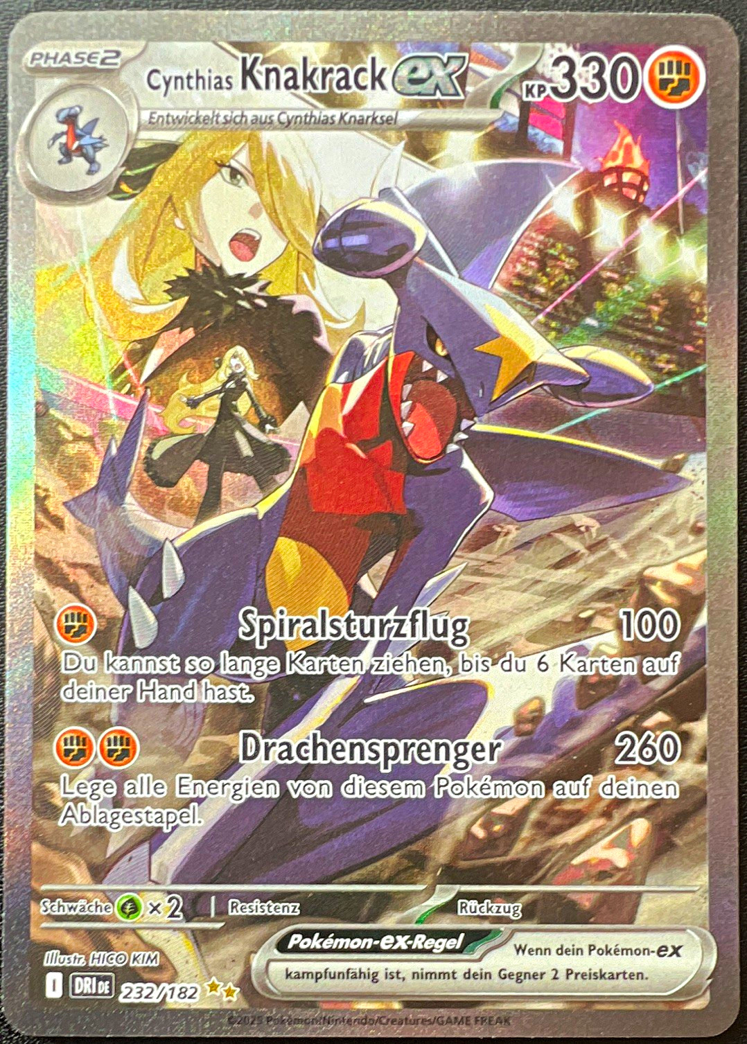 Cynthias Knakrack ex 232/182 Dark Abyss Full Art Holo DE HR KP330