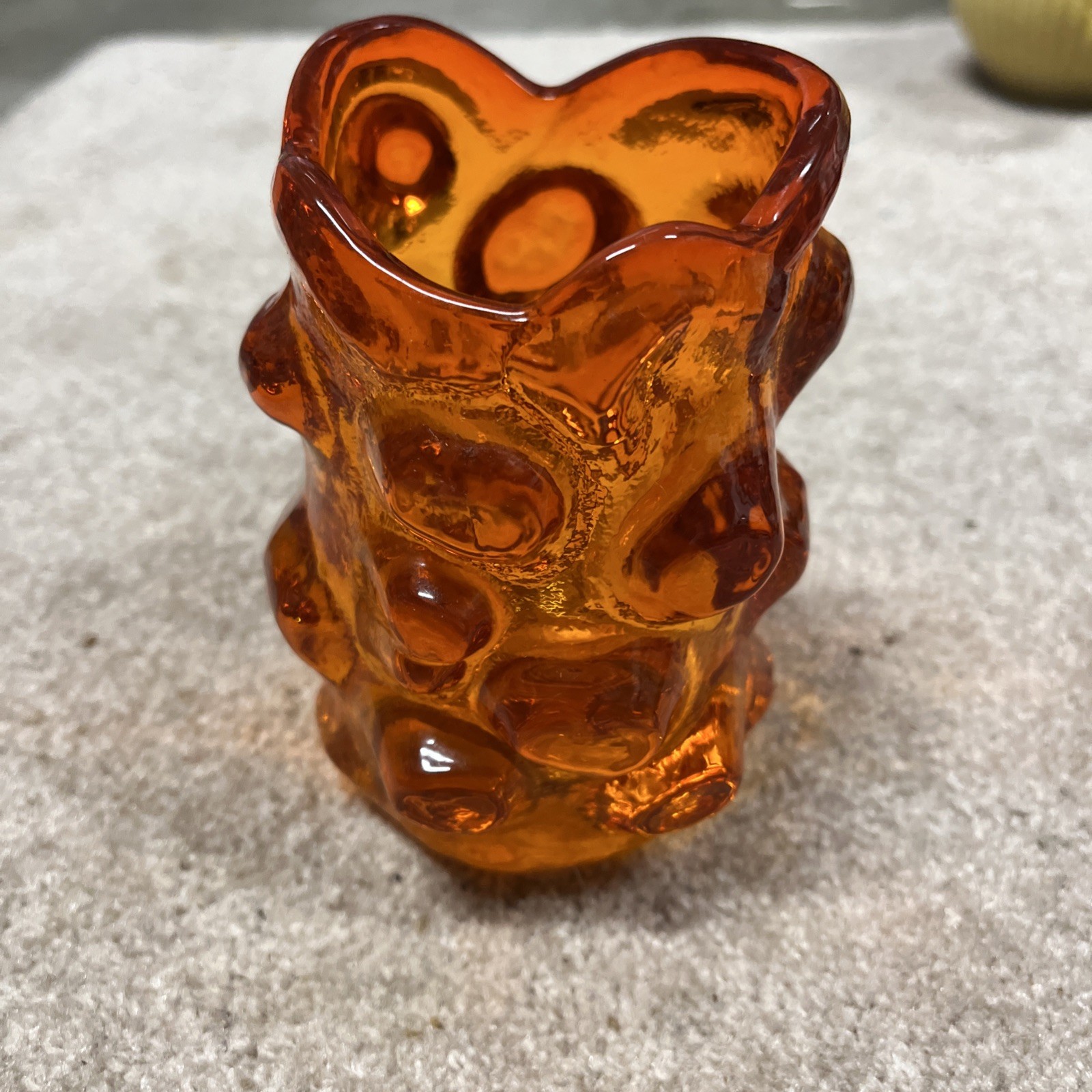 Rare Vintage Viking Glass Short Stump Patio Lite Glimmer Persimmon 