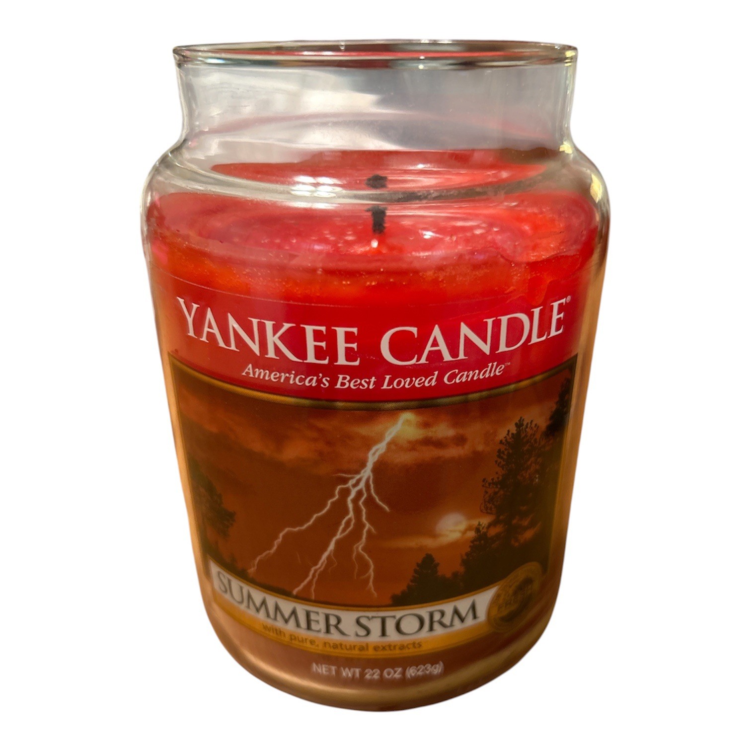 Retired Yankee Candle Summer Storm Large Jar red Retired min burned no lid