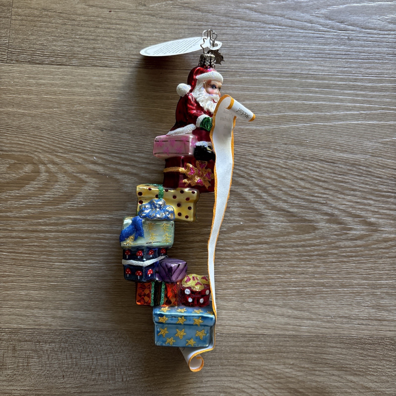 Christopher Radko Santa With Presents & List Christmas Ornament 7 Inches