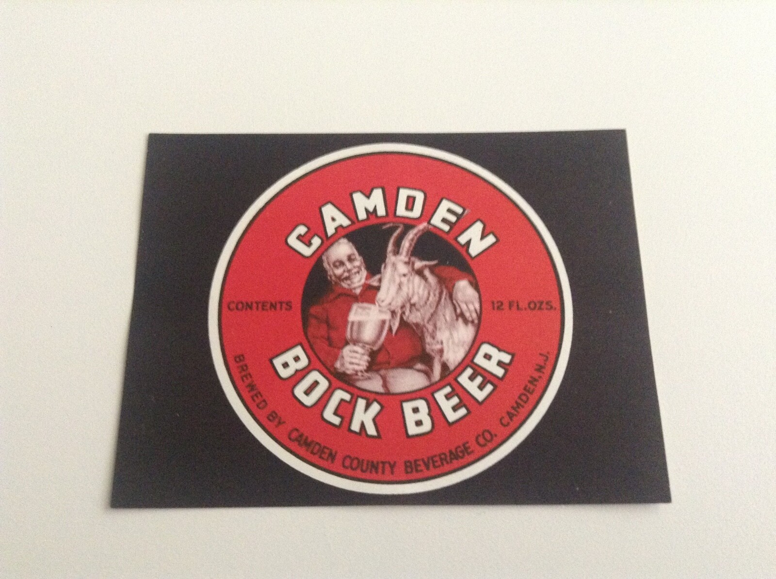 CAMDEN BOCK BEER LABEL, GOAT DRINKING BEER, CAMDEN NEW JERSEY VINTAGE 1950s