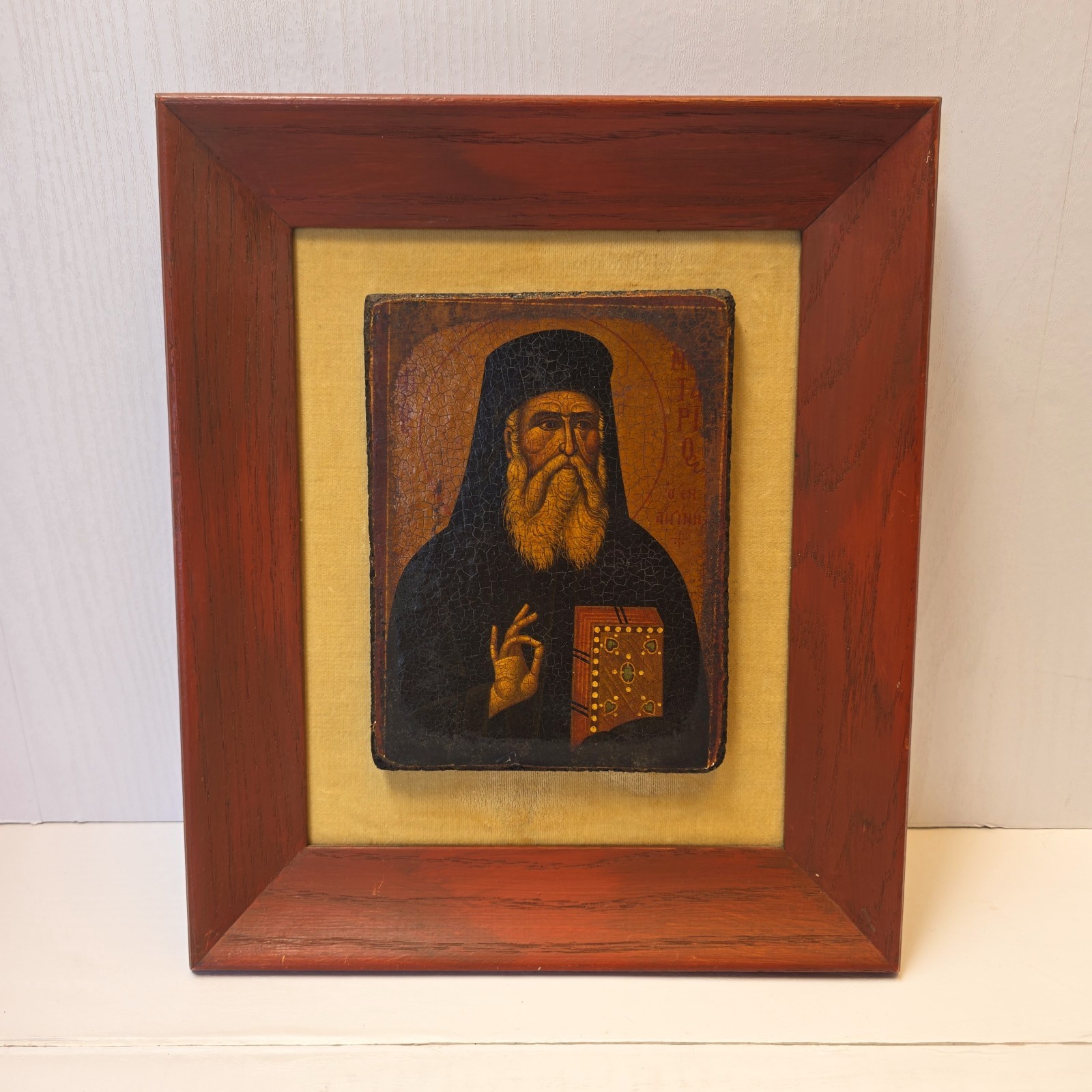 Greek Orthodox Icon of Saint Nektarios of Aegina Hand Crafted Byzantine Art