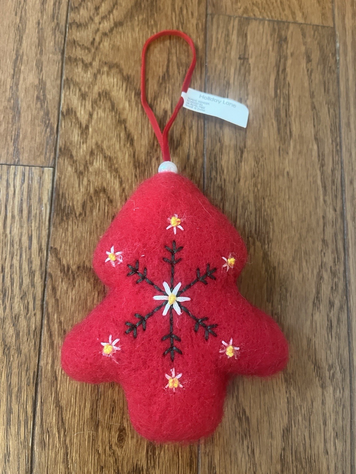 Macy\'s Holiday Lane Red Fabric Nordic Wonder Christmas Tree Ornament NWT NEW