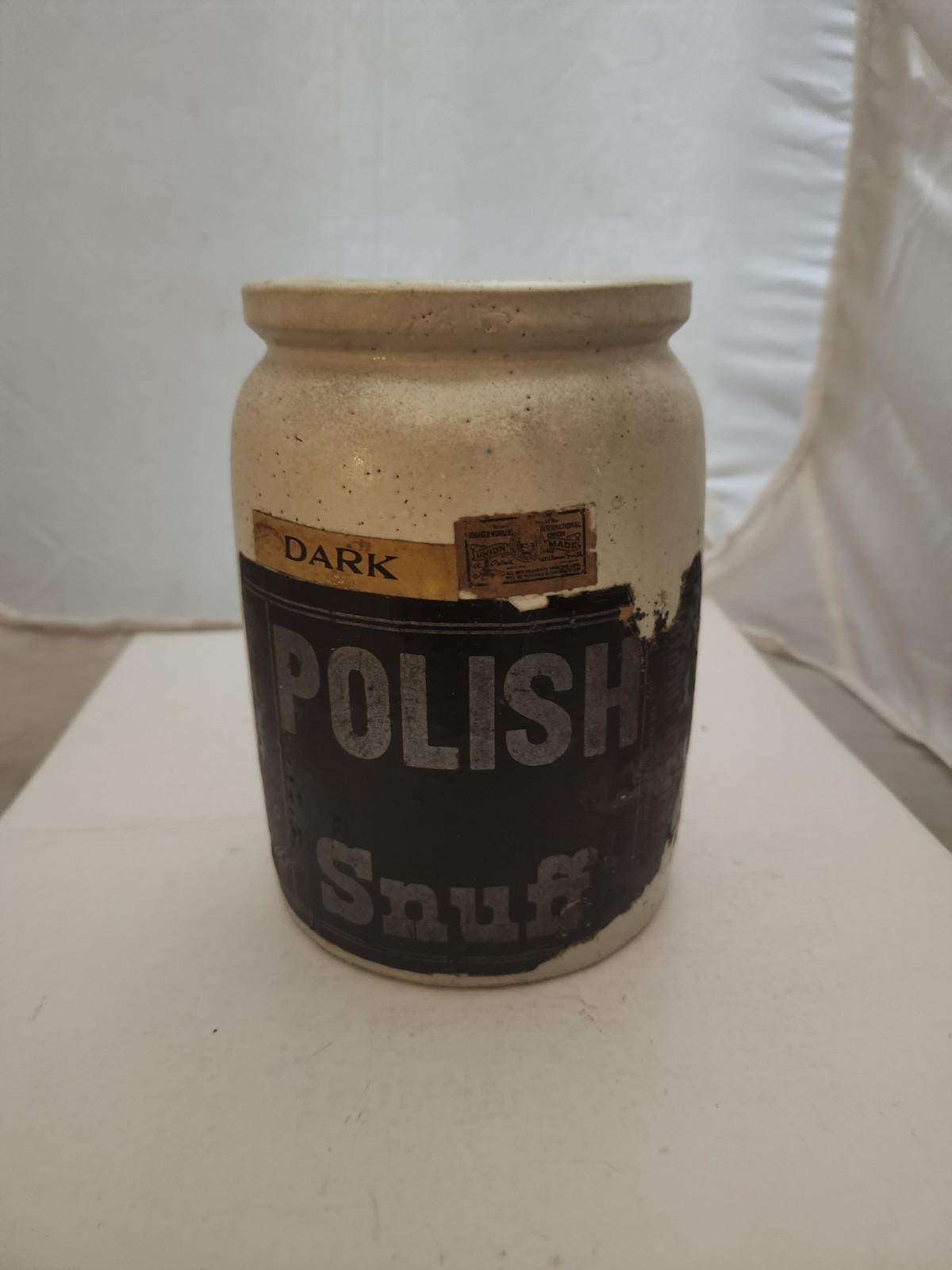 Scott Dillon Co. Detroit MI Paper Labeled Polish Snuff Stoneware Jar  1910 era