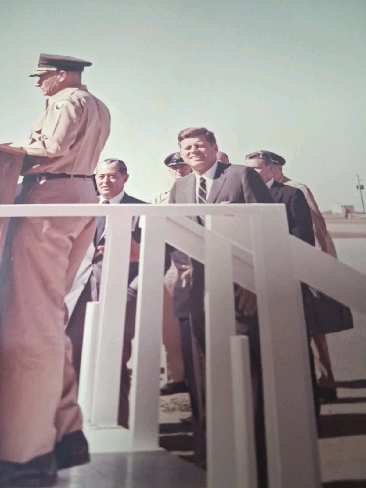 Vintage 1963 JFK John F Kennedy Photo White Sands Missile Range Gen Thorlin 8x10