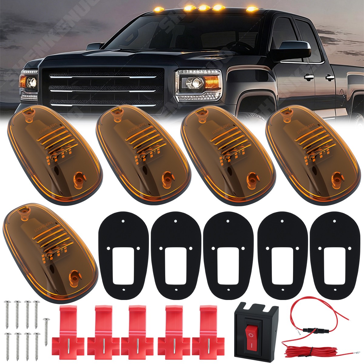 5 x Car Rooftop Cab Running Light LED Lights Amber For Dodge RAM 1500 2500 3500