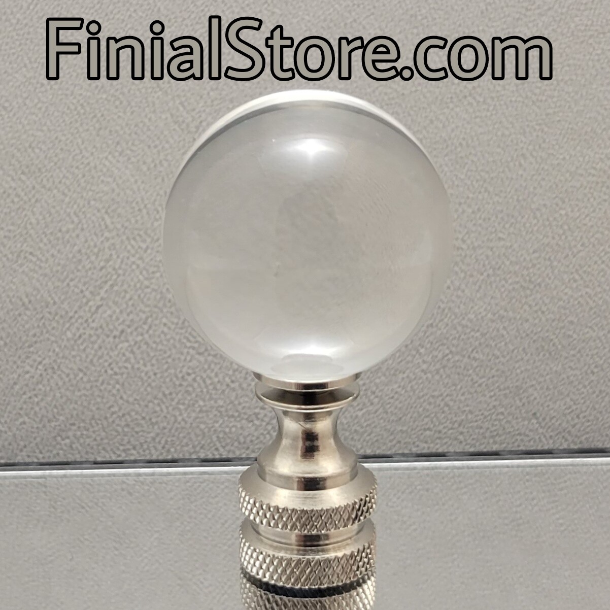 Clear Crystal Ball 30mm Lamp Finial Nickel/Polished/Antique Brass Bases
