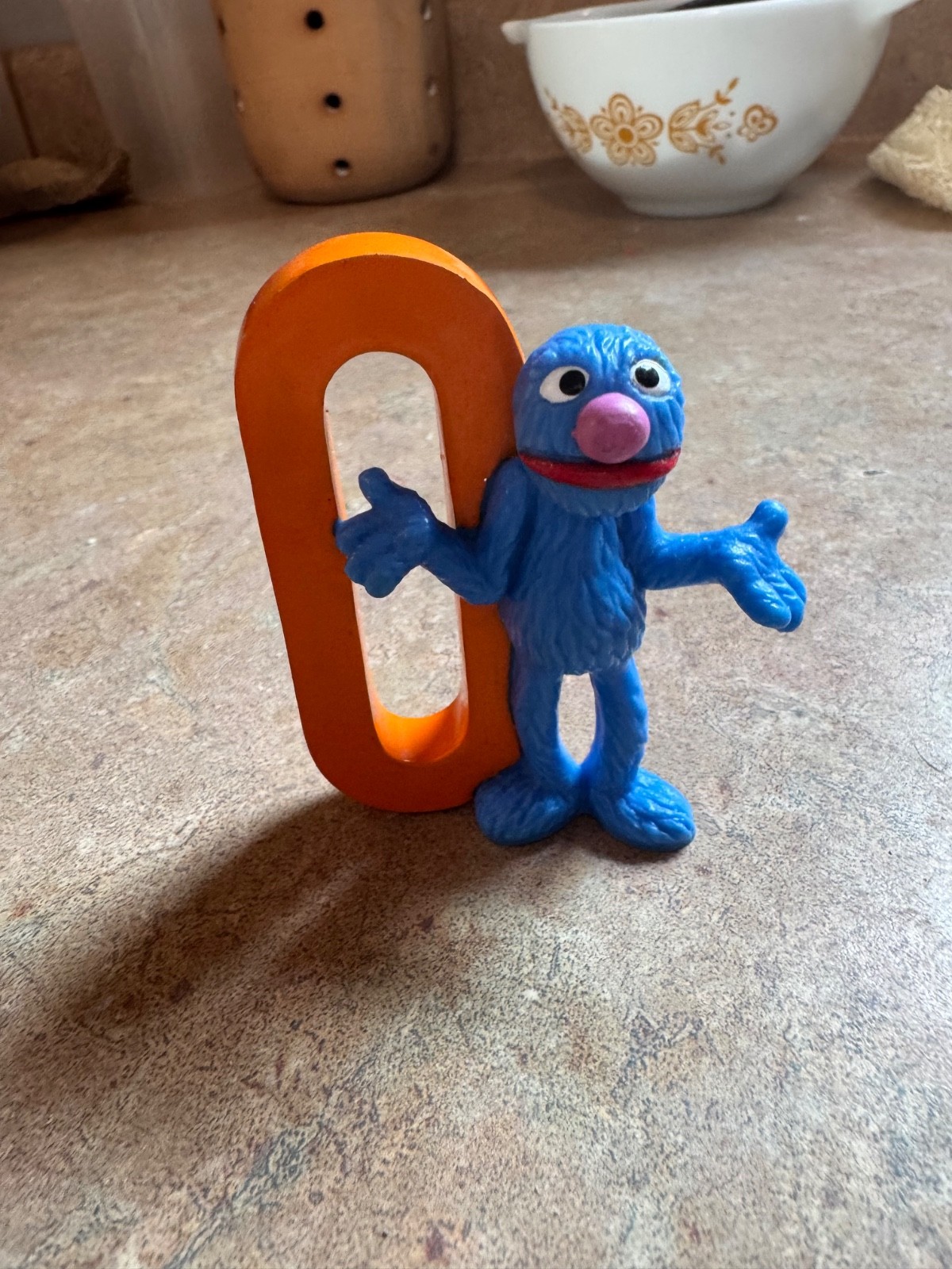 VTG SESAME STREET Grover 0 Number Figure Cake Topper PVC