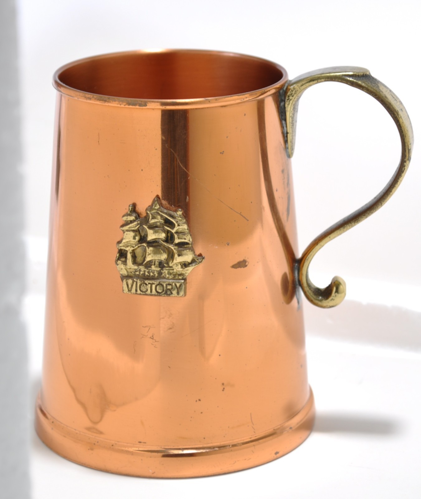 Vintage HMS Victory Copper & Brass Tankard Mug Tapered Stein Pint