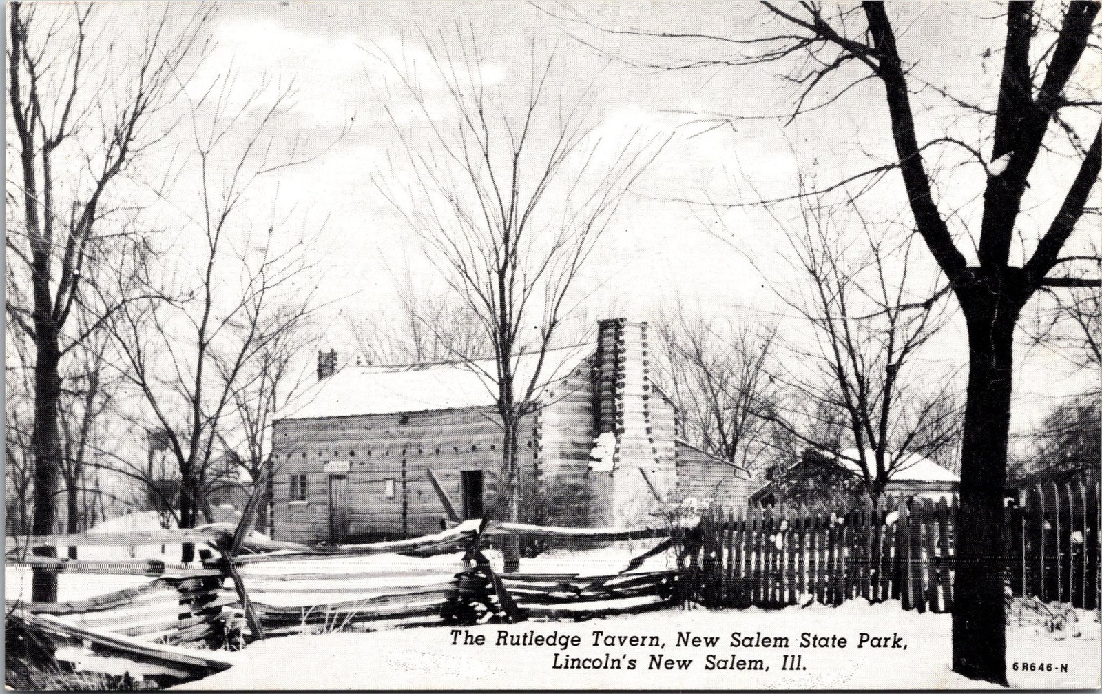 Curteich Postcard The Rutledge Tavern Lincoln\'s New Salem Ill Unposted 6R646-N