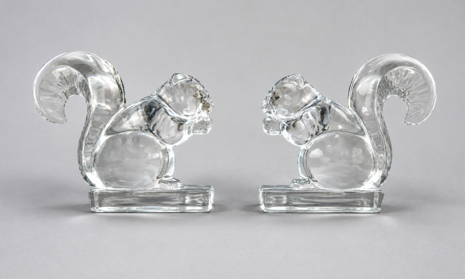 Pair of New Martinsville/Viking Glass Squirrel Bookends. 5.5