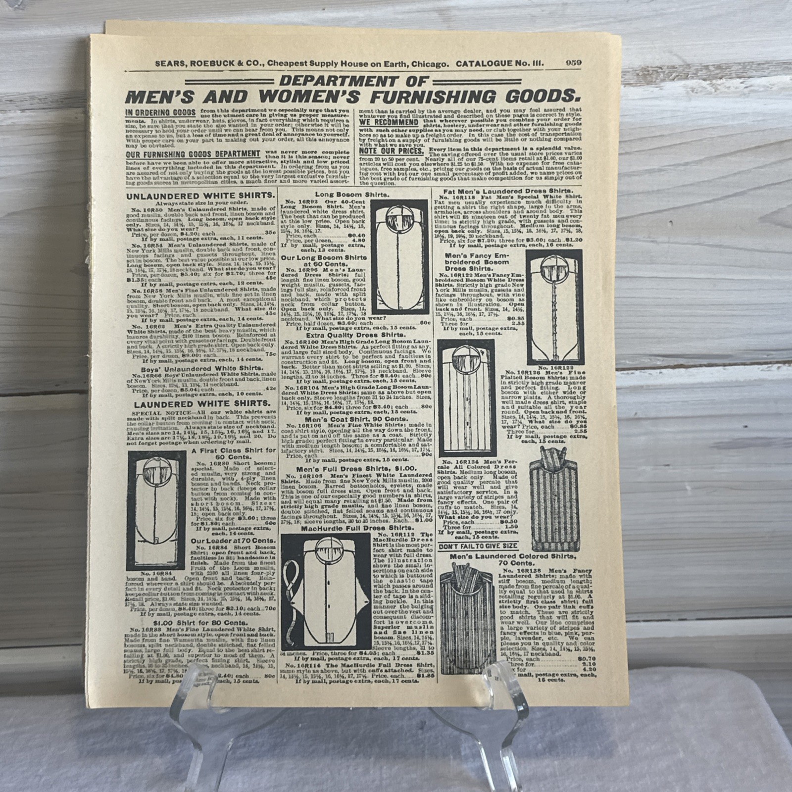 20 Vintage Sears And Roebuck Catalog  Furnishing Goods/ Underwear/tie Pages Junk