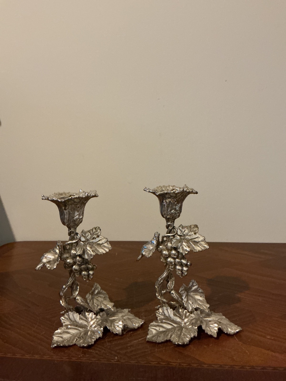 vintage Arthur Court Grape Aluminum Candlesticks