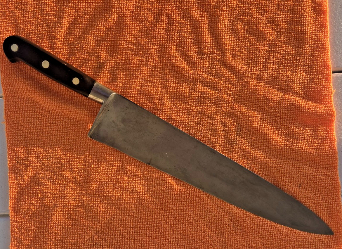 Vintage Sabatier 12” Carbon Steel Chef Knife France Forged