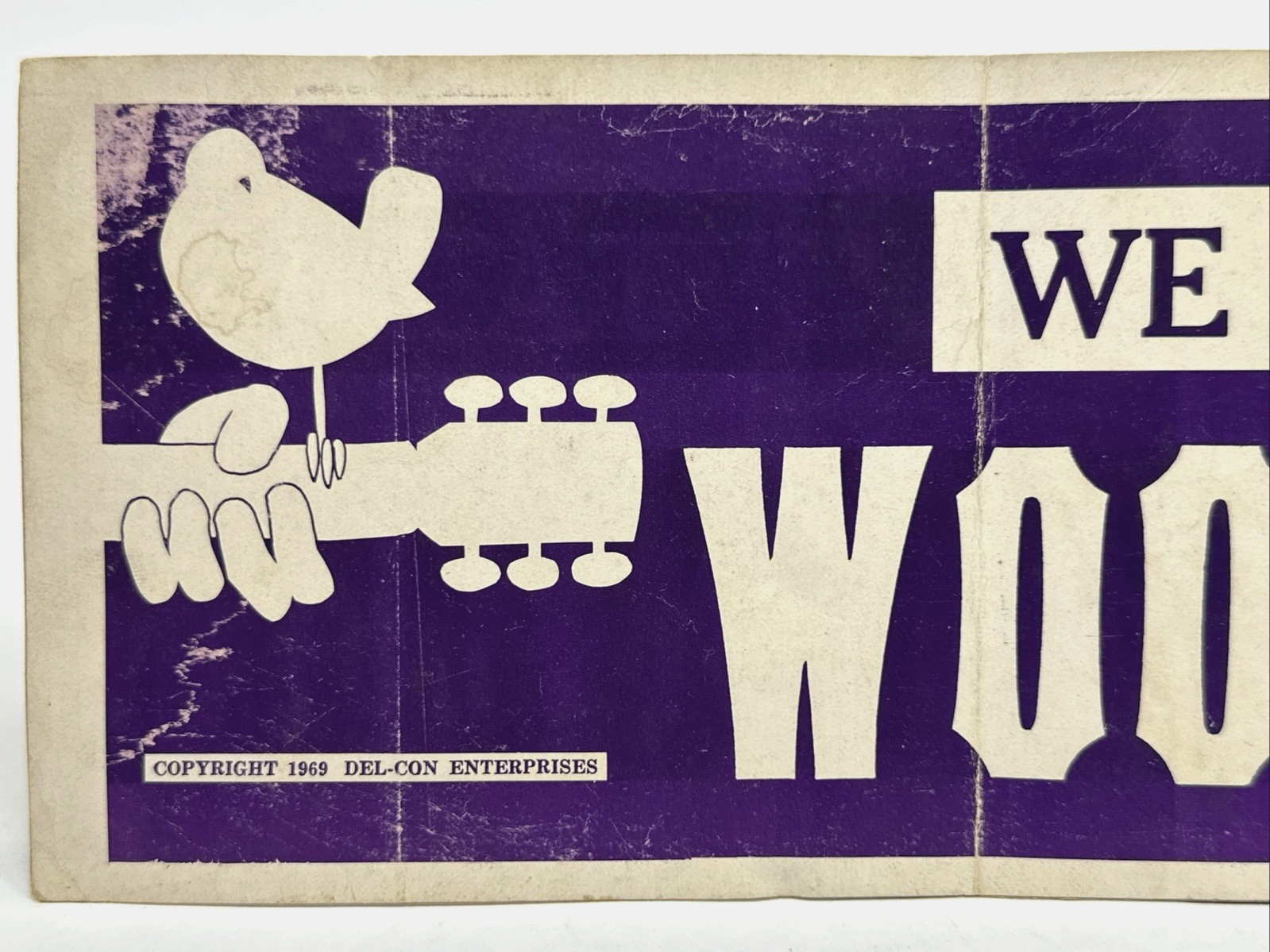 Woodstock Vtg 1969 Purple Bumper Woodstock Sticker Bird Guitar Hippie Del-Con Woodstock Vtg 1969 Purple Bumper Woodstock Sticker Bird Guitar Hippie Del-Con