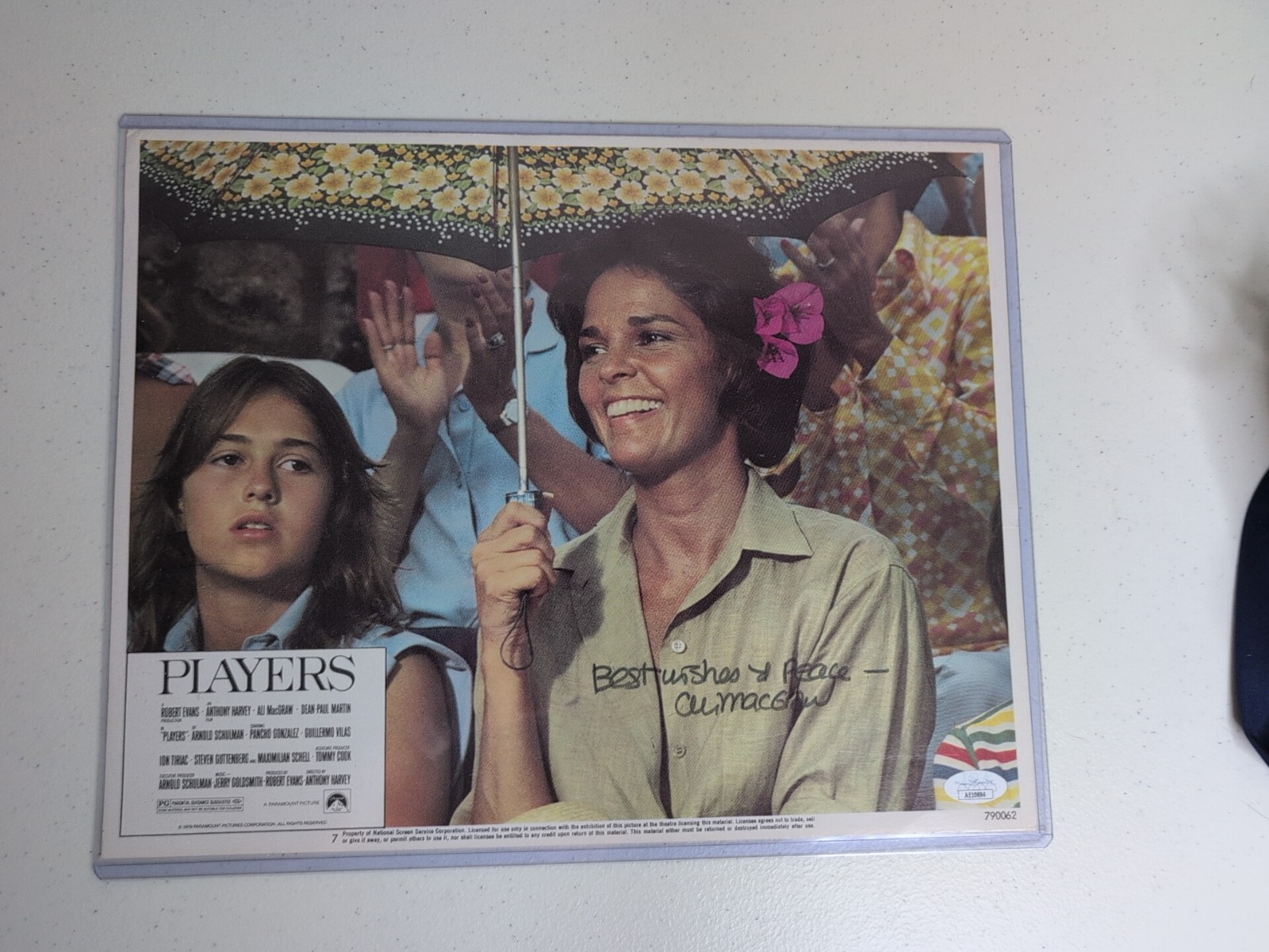 Signed 14 X 12 movie poster Ali MacGraw \