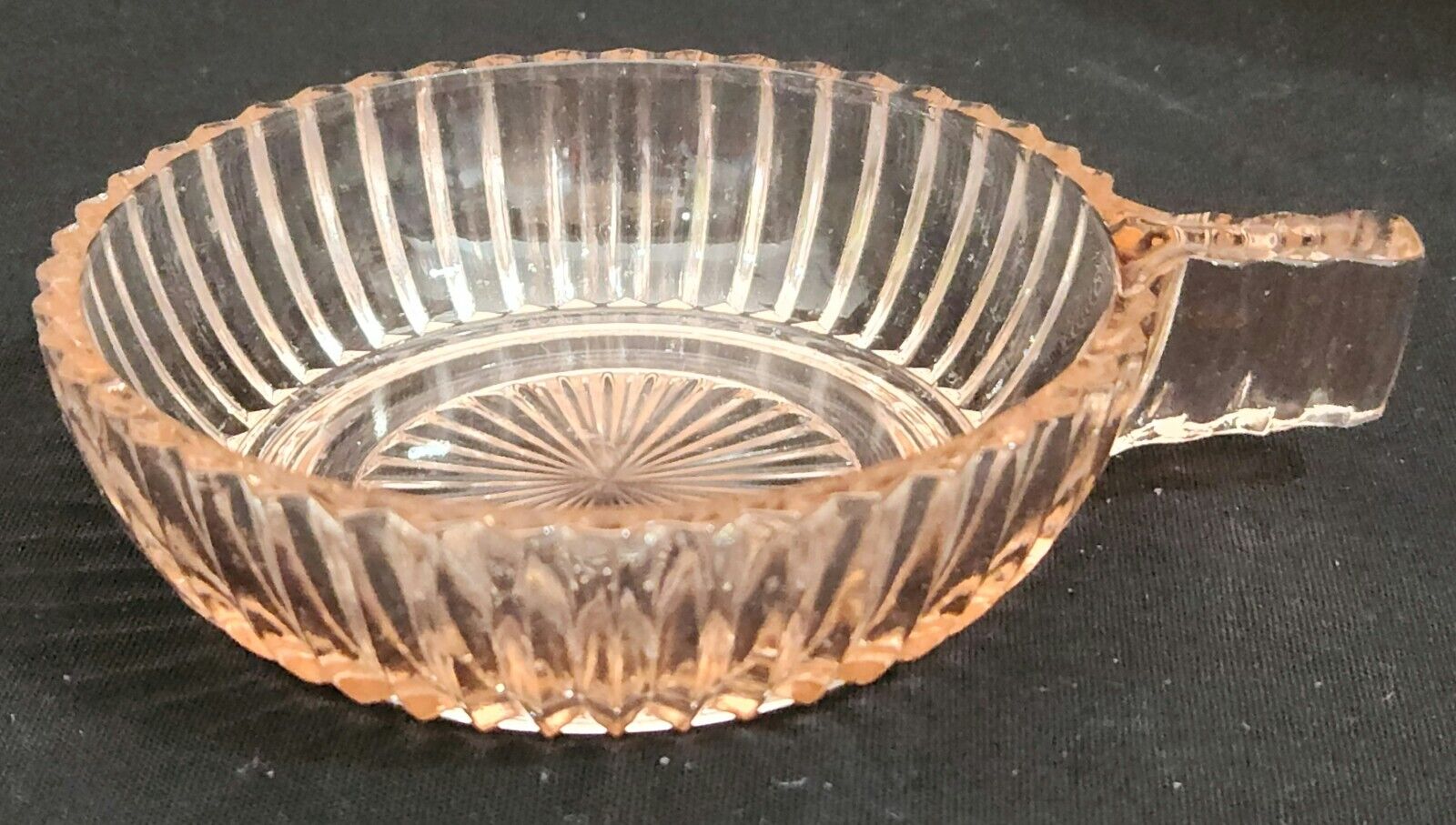 Anchor Hocking QUEEN MARY pink ridge depression glass low FRUIT BOWL with Handle