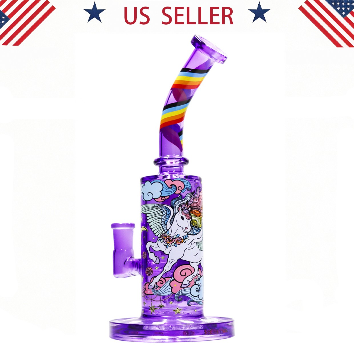 Hookah Pegasus 10in Glass Bong and Water Pipes Smoking Perc Bongs w/14mm bowl