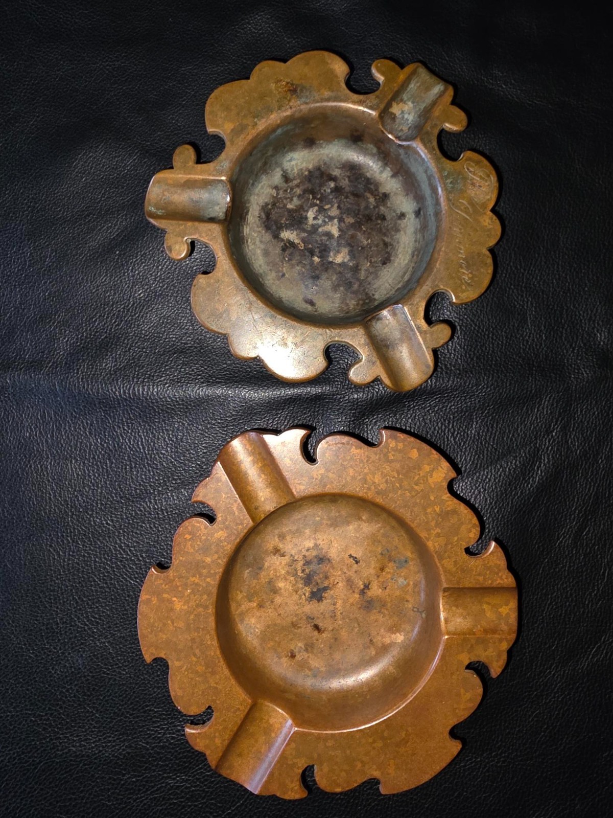 Authentic  Antique Wm Bernard & Frank  NY Bronze Ashtrays