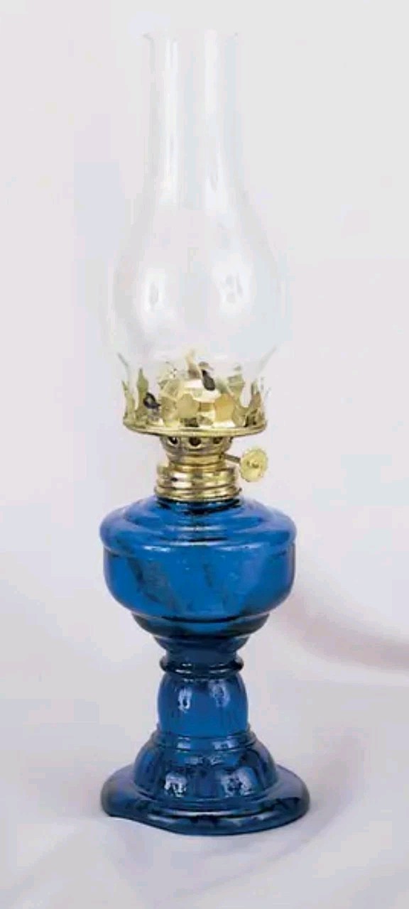 Vintage Style Blue Glass Kerosene Oil Lamp -13