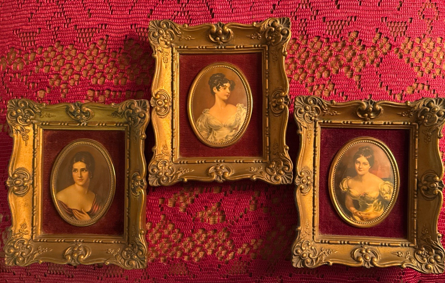 Vintage Set Of 3 Cameo Creation Countess Blessington & Grosvenor Bonaparte 1940s