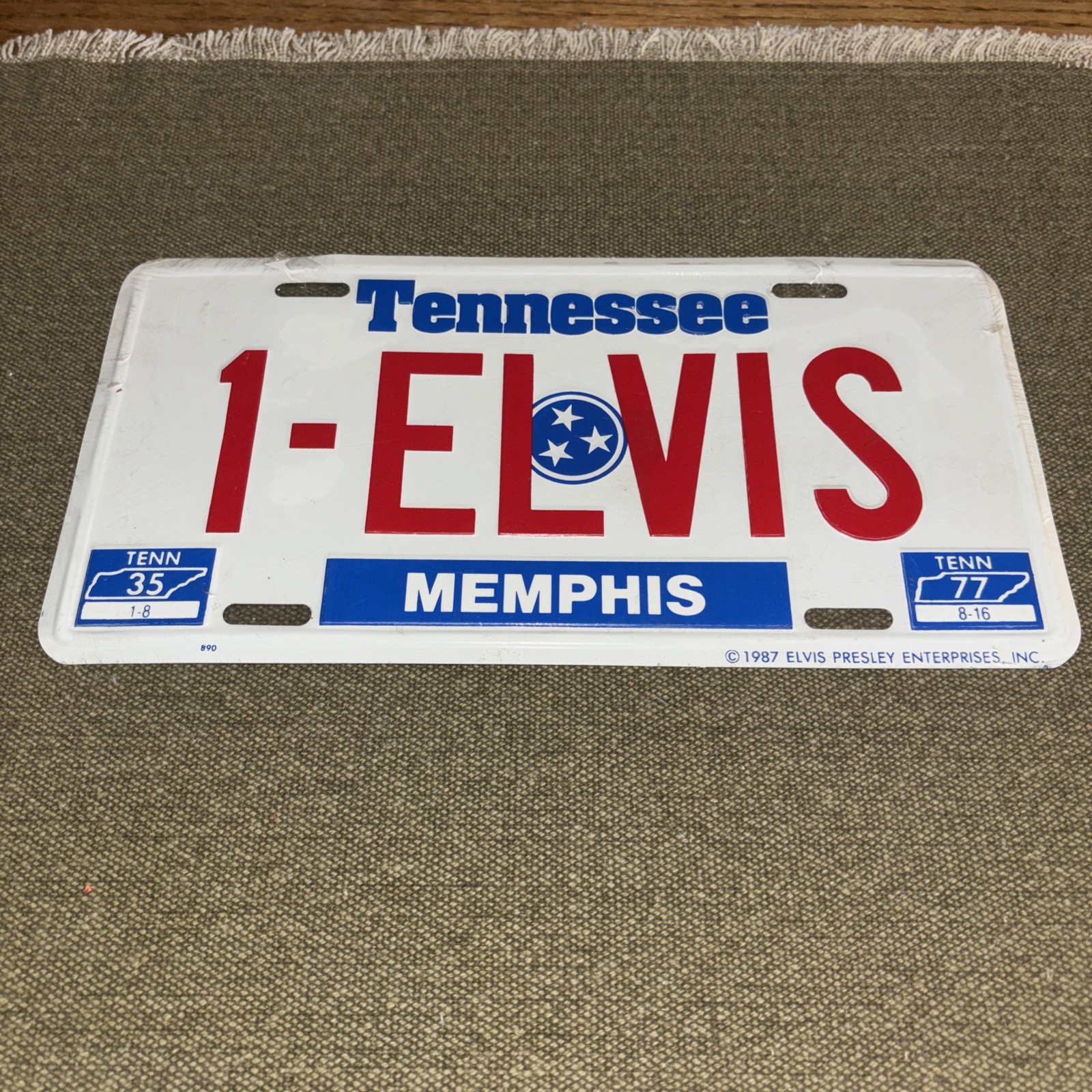 1-ELVIS Tennessee Memphis License Plate Metal 1987, Elvis Presley Sealed 1-ELVIS Tennessee Memphis License Plate Metal 1987, Elvis Presley Sealed