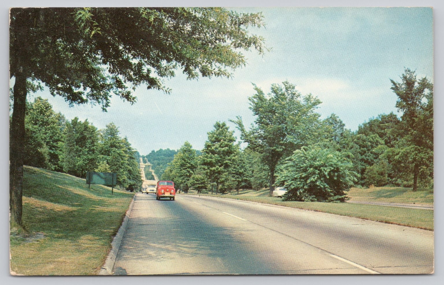 Muncie Indiana Modern Highway 1963 Plastichrome Postcard Scenic Road
