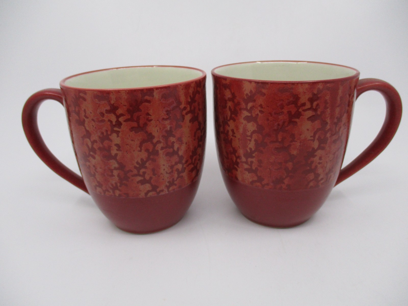 NORITAKE ELEMENTS - CORAL / RED - 2 MUGS - 4 x 3 1/2\
