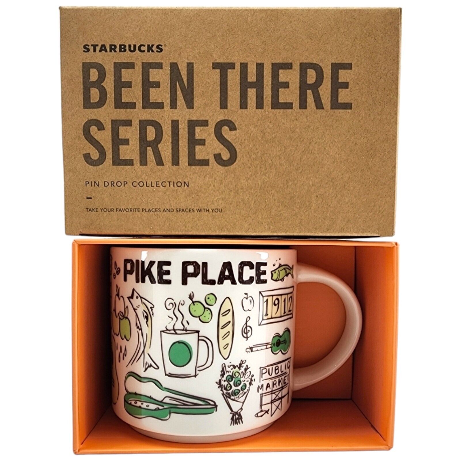 Starbucks Been There Series Pike Place Ceramic Coffee Cup Mug 14 oz. NEW W/BOX