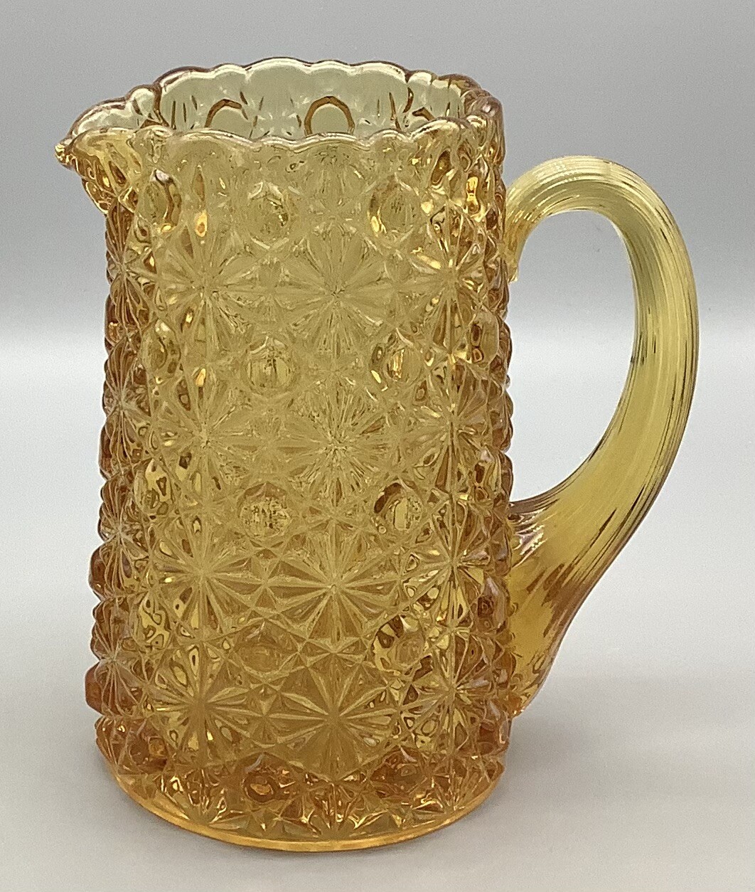 Vintage Cream/Pitcher Crystal Daisy-Button Old Gold-Hobbs Brockunier 1884-1892