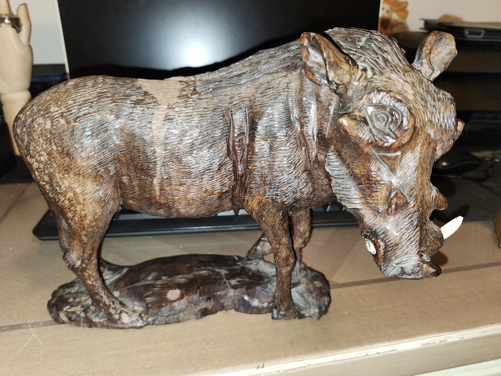 Fine Antique 12” Swiss Black Forest Carved Nutwood Wild Boar – Brienz, c. 1900