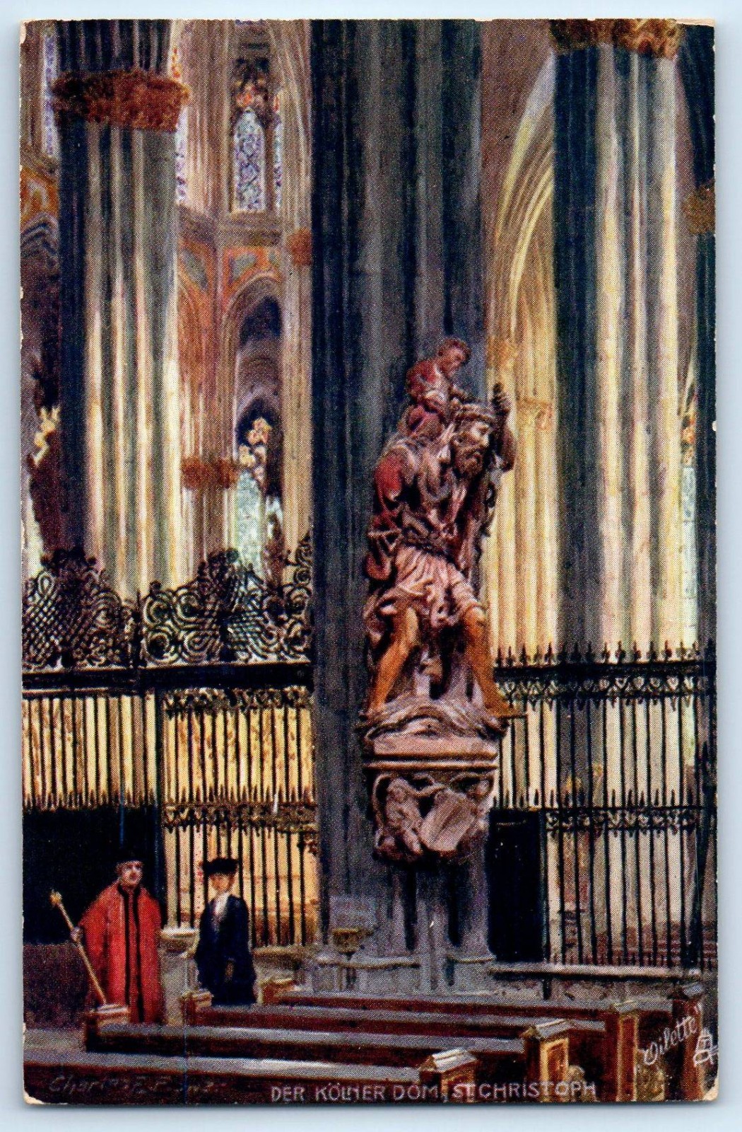 Germany Postcard St. Christoph Monument Cologne Church c1910 Oilette Tuck Art