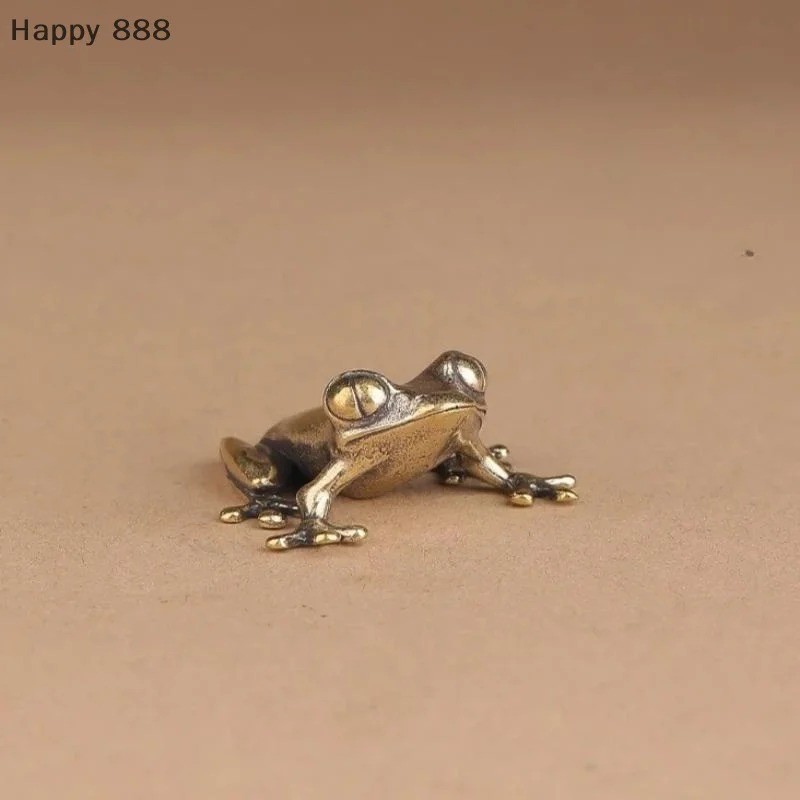 Brass Frog Figurine Small Animal Statue Table Office Home Decoration Toy Gifts