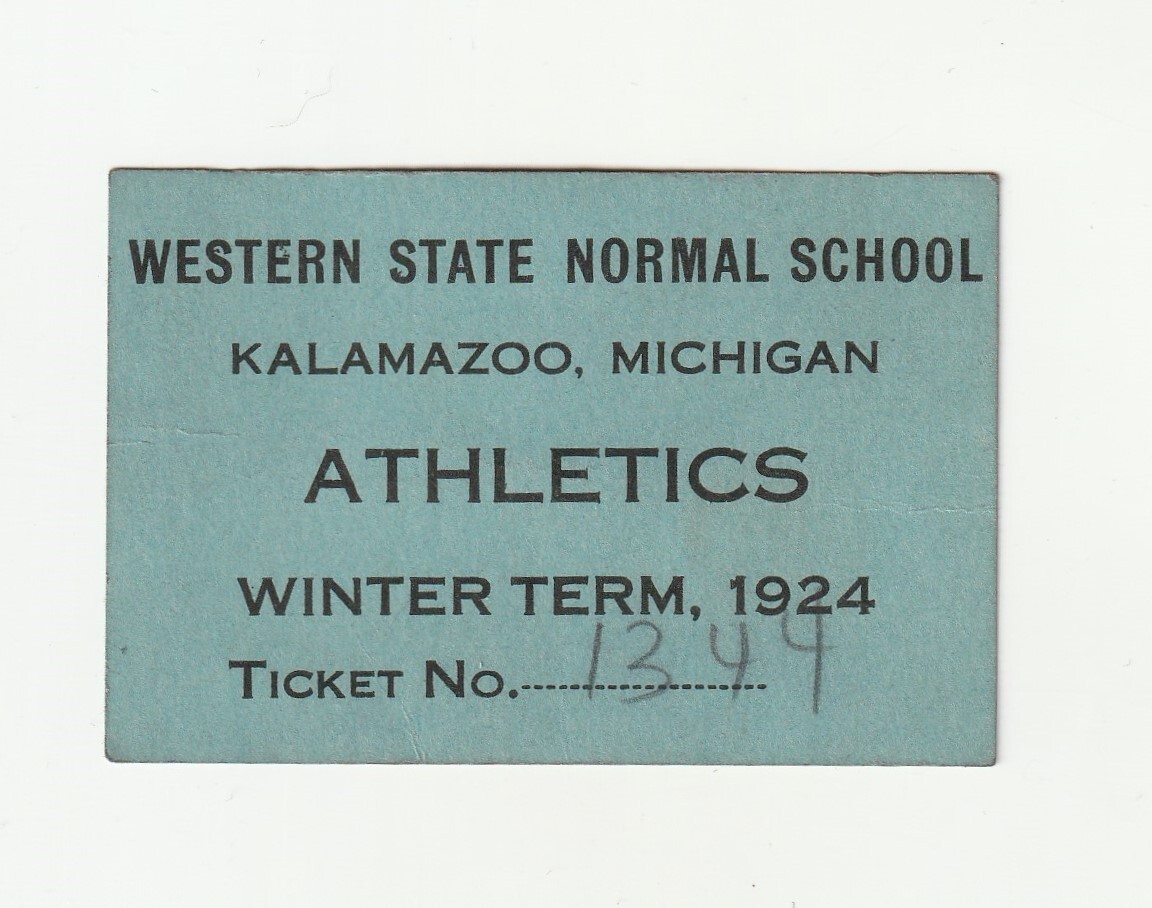 1924 WESTERN STATE NORMAL SCHOOL KALAMAZOO ATHLETICS WINTER TERM TICKET STUB